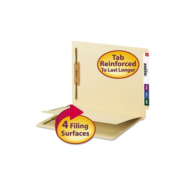 Smead Smead, FASTENER FOLDER W/ DIVIDER, 1 DIVIDER, LETTER SIZE, MANILA, 50PK 34220 - main